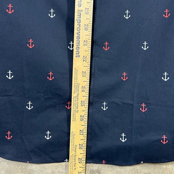 Nautica Navtech Mens M Anchor Print Short Sleeve Button Up Shirt Navy Brand New - Picture 8 of 10